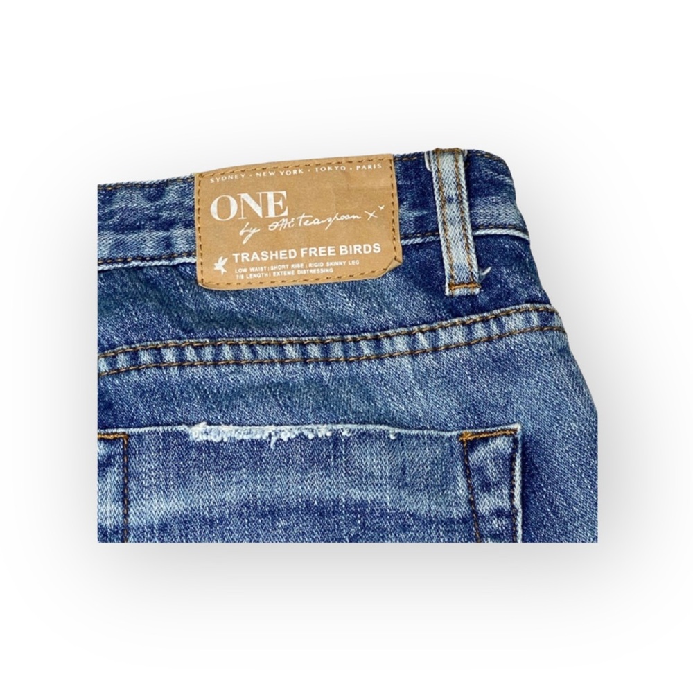 One Teaspoon ☻︎ Trashed Freebirds Skinny Ankle Skinny Zip Jeans ☻︎ Cobain ☻︎ 26 - Picture 11 of 16
